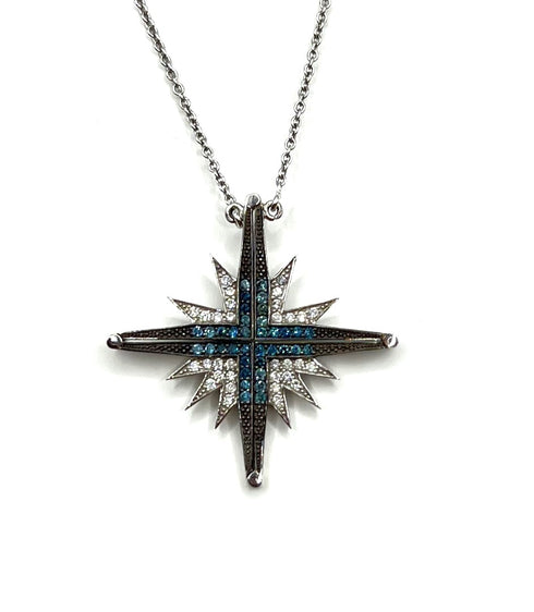 14K Gold & Black Diamond Star Of Bethlehem Opening Magnetic Necklace